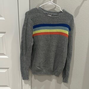 EUC Boys Girls Gymboree Size L Large 10 12 Gray Sweater with Multicolor Stripes